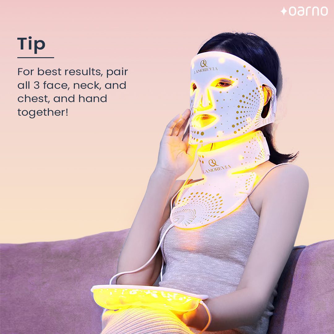 oarno anti aging light therapy led face neck and hand mask