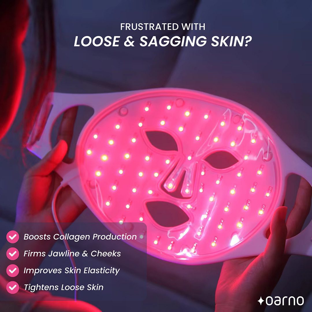 oarno anti aging light therapy red led face mask functions